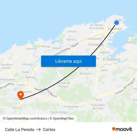 Calle La Pereda to Cartes map