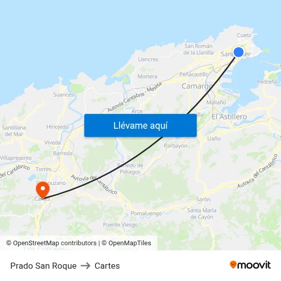 Prado San Roque to Cartes map
