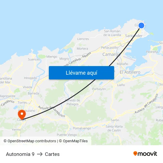 Autonomia 9 to Cartes map