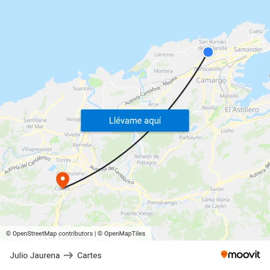 Julio Jaurena to Cartes map