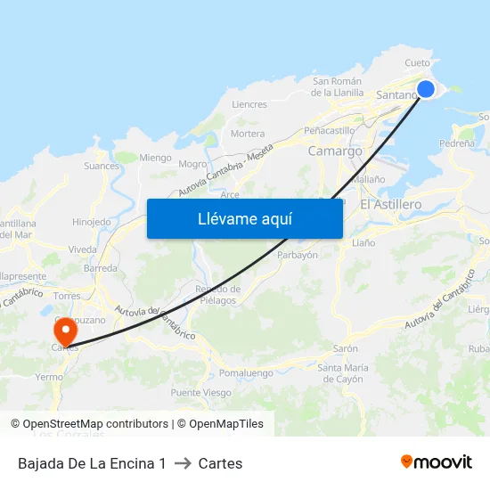 Bajada De La Encina 1 to Cartes map