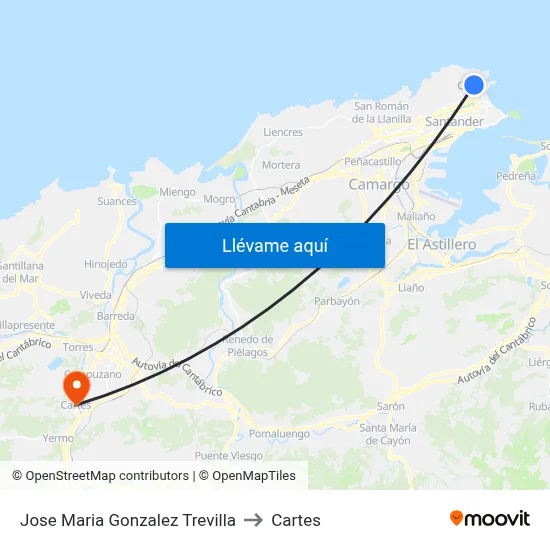 Jose Maria Gonzalez Trevilla to Cartes map