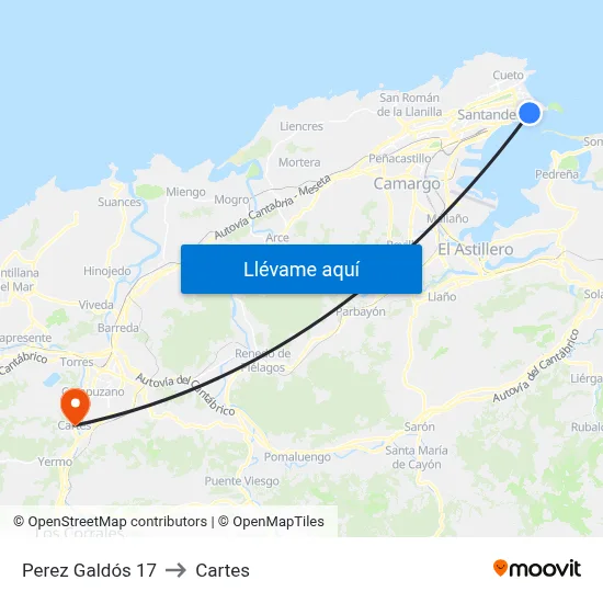 Perez Galdós 17 to Cartes map