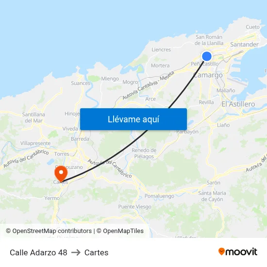 Calle Adarzo 48 to Cartes map
