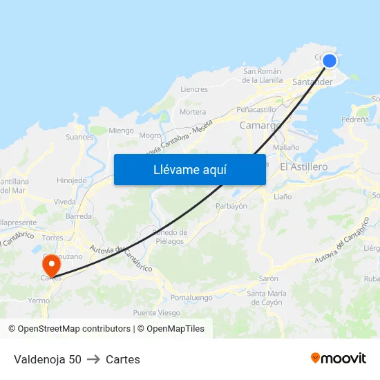 Valdenoja 50 to Cartes map