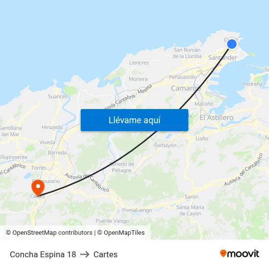 Concha Espina 18 to Cartes map