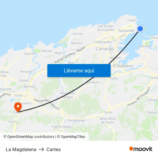 La Magdalena to Cartes map