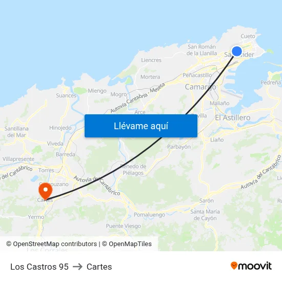 Los Castros 95 to Cartes map