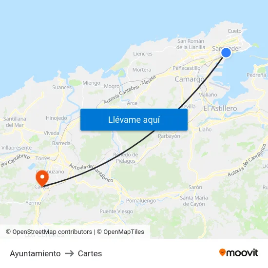 Ayuntamiento to Cartes map