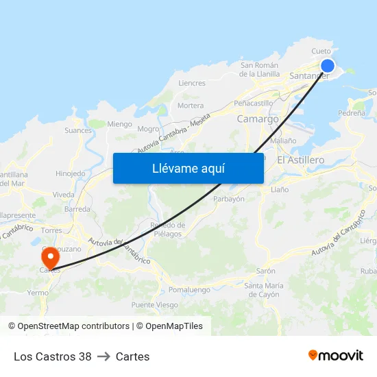 Los Castros 38 to Cartes map