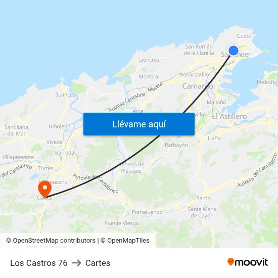 Los Castros 76 to Cartes map