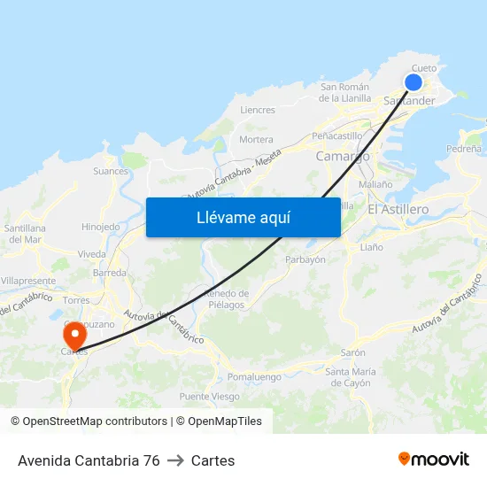 Avenida Cantabria 76 to Cartes map