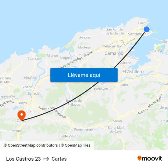 Los Castros 23 to Cartes map