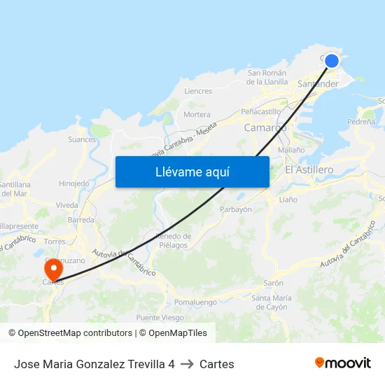 Jose Maria Gonzalez Trevilla 4 to Cartes map