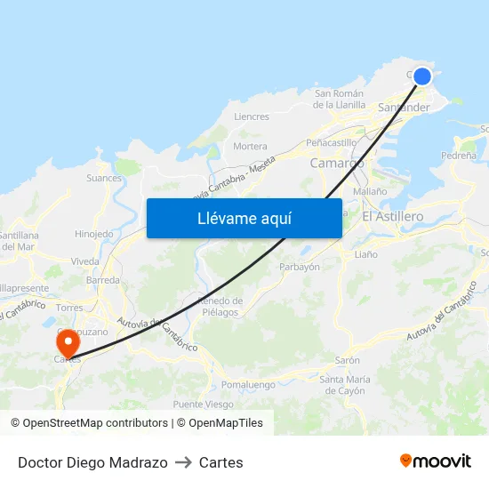 Doctor Diego Madrazo to Cartes map
