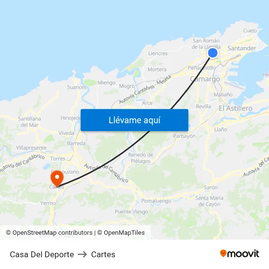 Casa Del Deporte to Cartes map