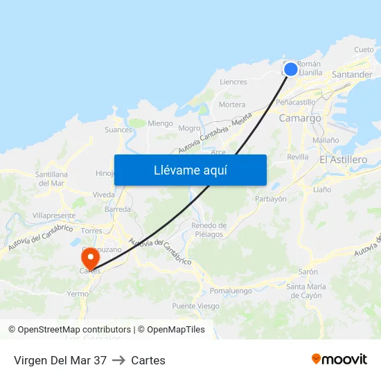 Virgen Del Mar 37 to Cartes map