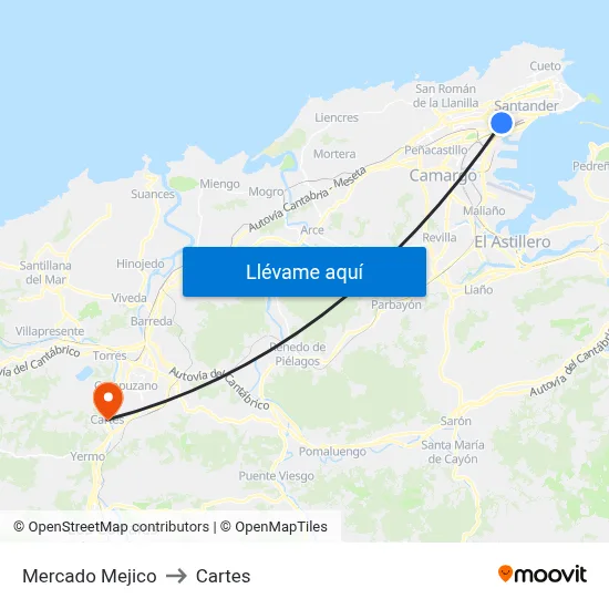 Mercado Mejico to Cartes map