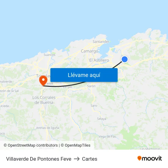 Villaverde De Pontones Feve to Cartes map