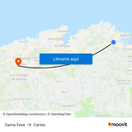 Gama Feve to Cartes map