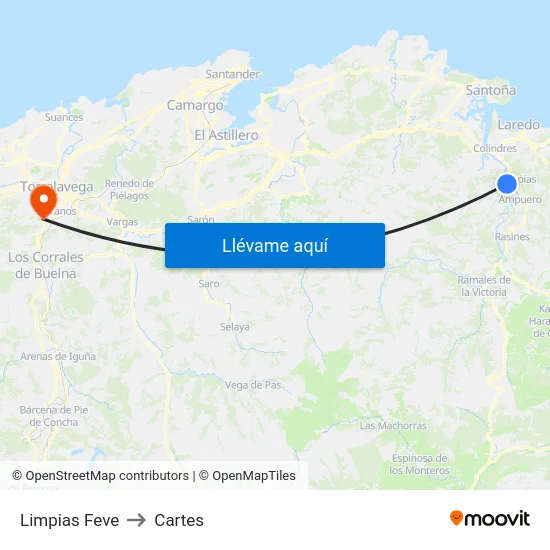 Limpias Feve to Cartes map
