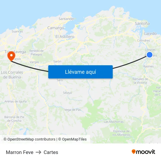 Marron Feve to Cartes map