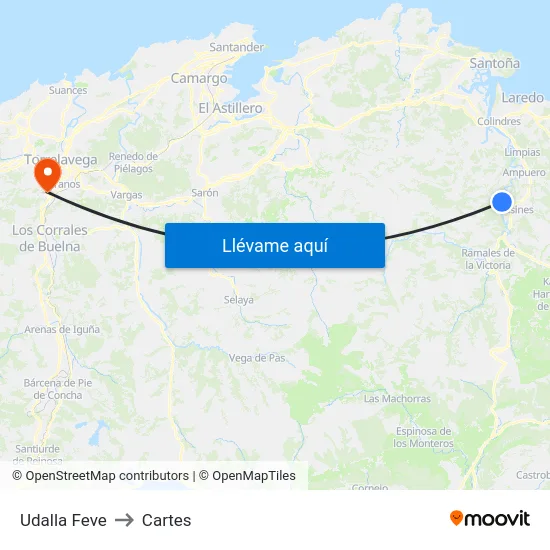 Udalla Feve to Cartes map