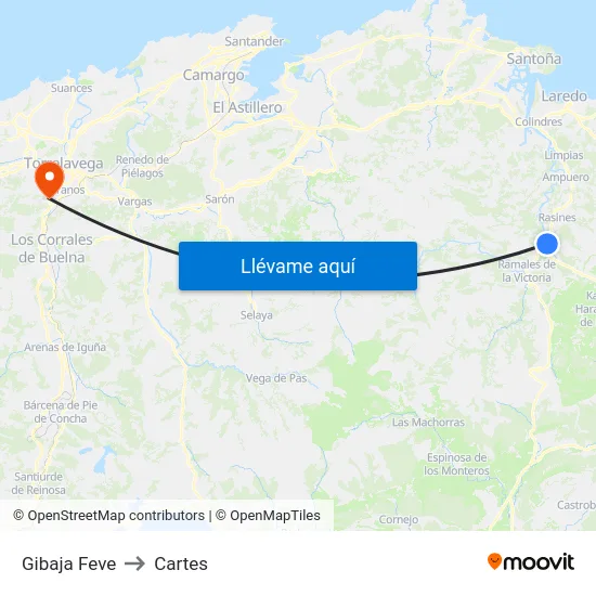 Gibaja Feve to Cartes map