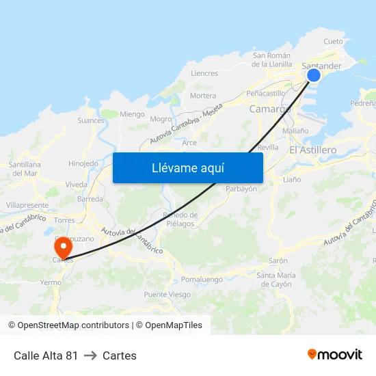 Calle Alta 81 to Cartes map
