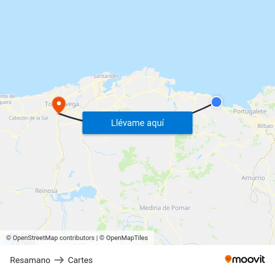 Resamano to Cartes map