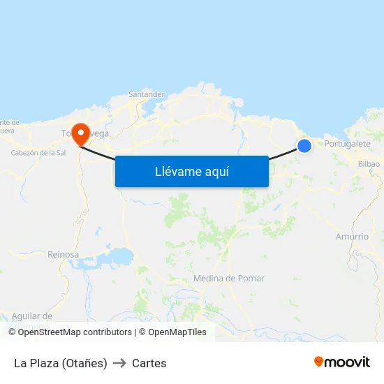 La Plaza (Otañes) to Cartes map