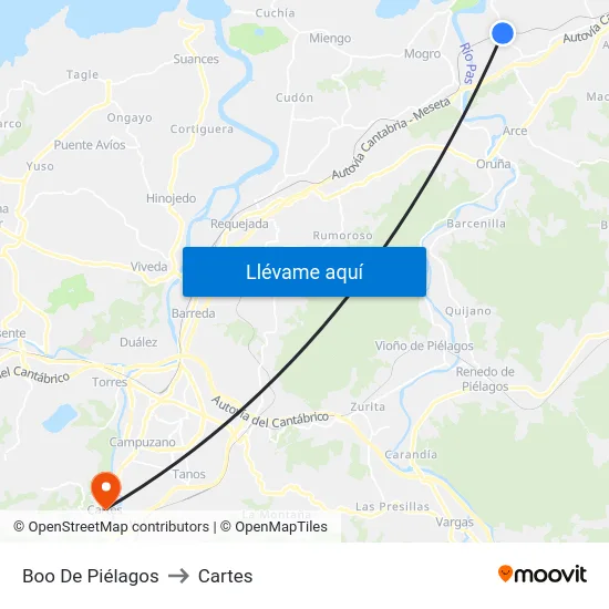 Boo De Piélagos to Cartes map