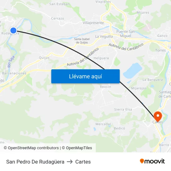 San Pedro De Rudagüera to Cartes map