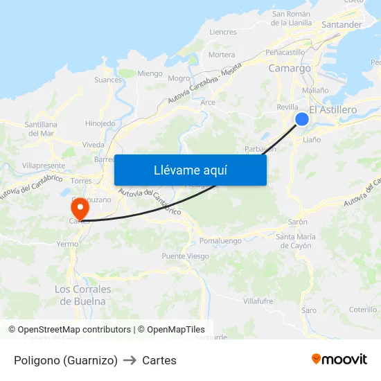 Poligono (Guarnizo) to Cartes map