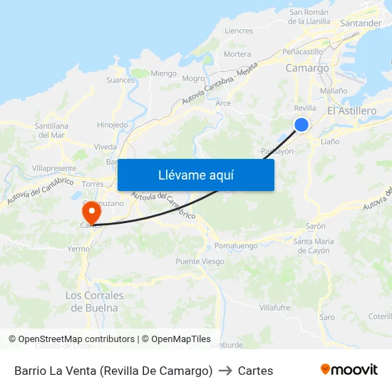 Barrio La Venta (Revilla De Camargo) to Cartes map