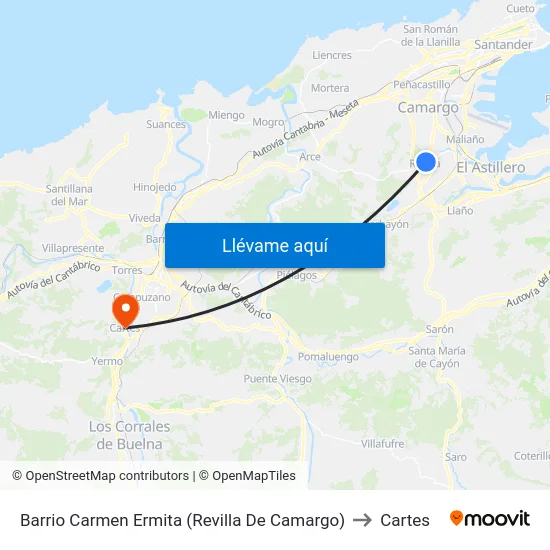 Barrio Carmen Ermita (Revilla De Camargo) to Cartes map