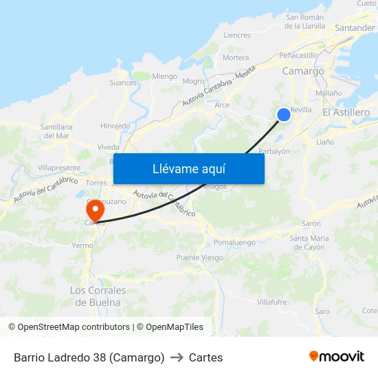 Barrio Ladredo 38 (Camargo) to Cartes map