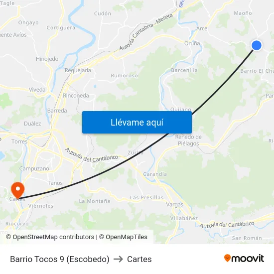 Barrio Tocos 9 (Escobedo) to Cartes map