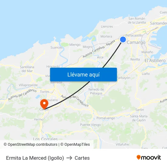 Ermita La Merced (Igollo) to Cartes map