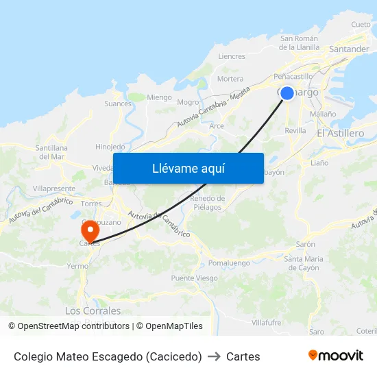 Colegio Mateo Escagedo (Cacicedo) to Cartes map