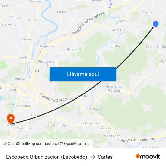 Escobedo Urbanizacion (Escobedo) to Cartes map