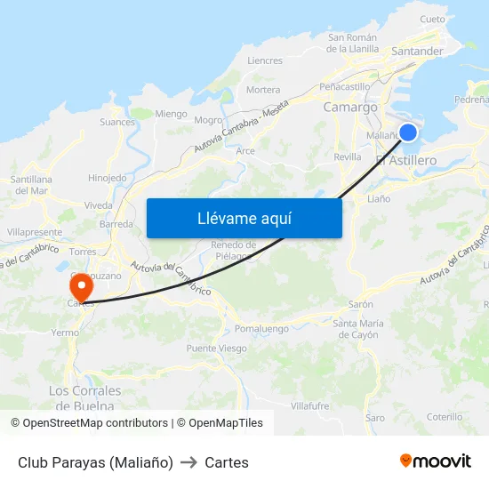 Club Parayas (Maliaño) to Cartes map
