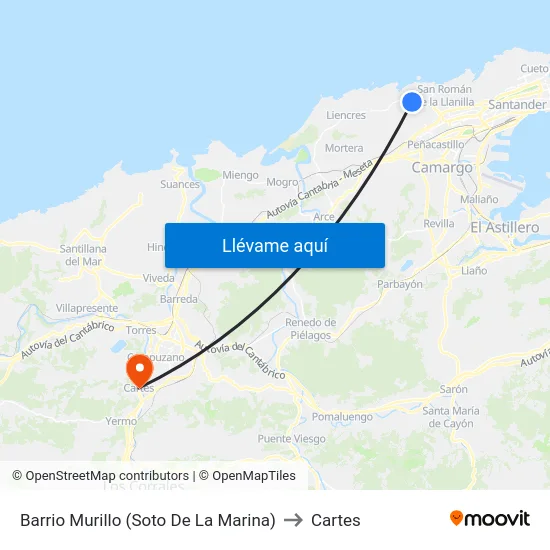 Barrio Murillo (Soto De La Marina) to Cartes map