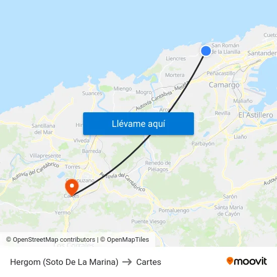 Hergom (Soto De La Marina) to Cartes map