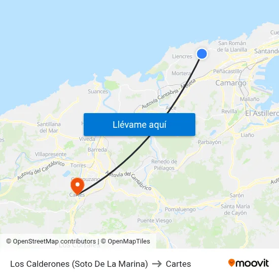 Los Calderones (Soto De La Marina) to Cartes map