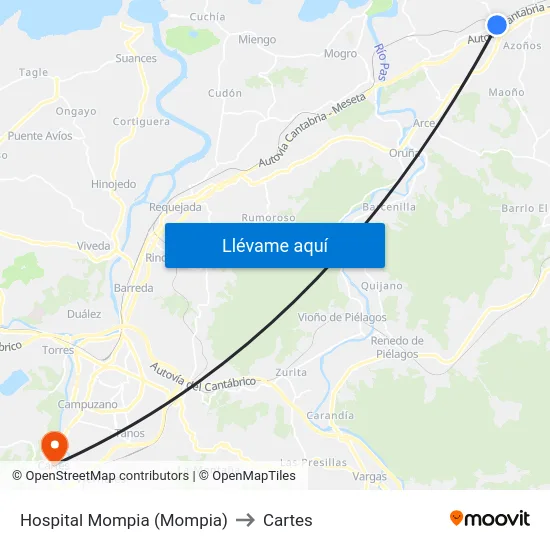 Hospital Mompia (Mompia) to Cartes map