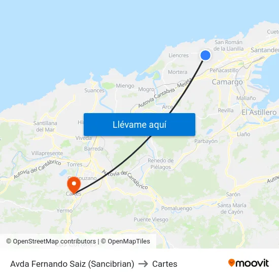 Avda Fernando Saiz (Sancibrian) to Cartes map