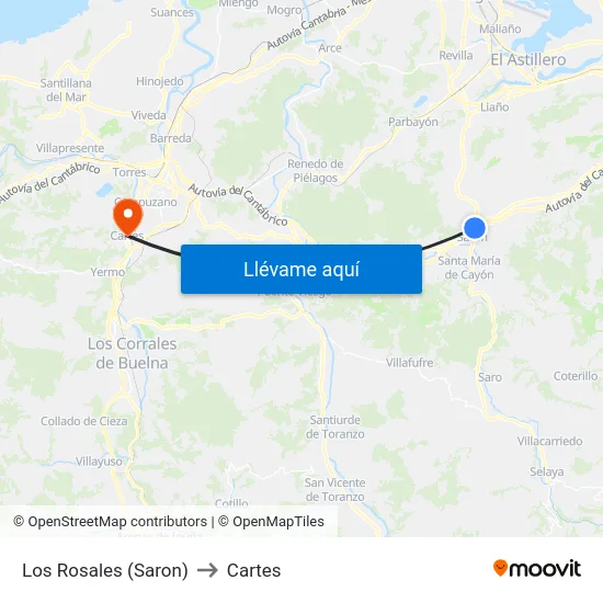 Los Rosales (Saron) to Cartes map