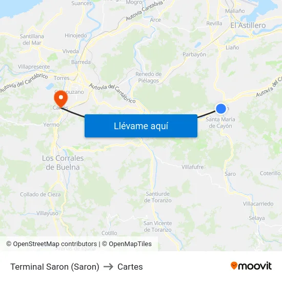 Terminal Saron (Saron) to Cartes map