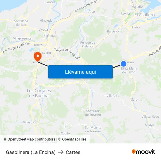 Gasolinera (La Encina) to Cartes map